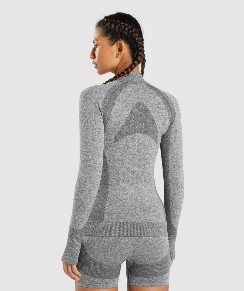 Gymshark Flex Zip Przez Kurtkę Charcoal Marl