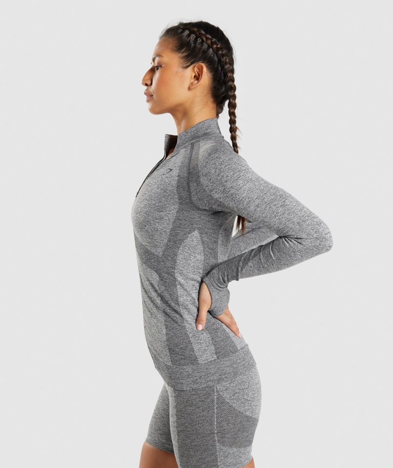 Gymshark Flex Zip Przez Kurtkę Charcoal Marl