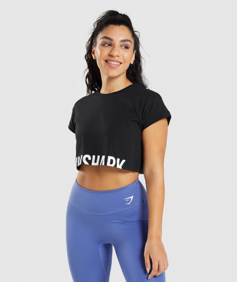 Gymshark Frakcja Krótki Top Czarny