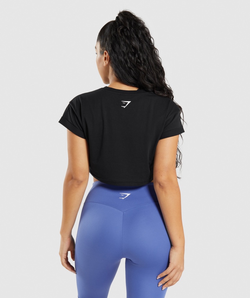 Gymshark Frakcja Krótki Top Czarny