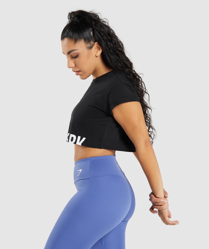Gymshark Frakcja Krótki Top Czarny