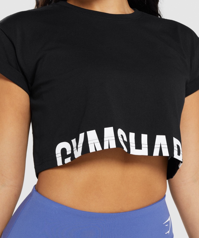 Gymshark Frakcja Krótki Top Czarny