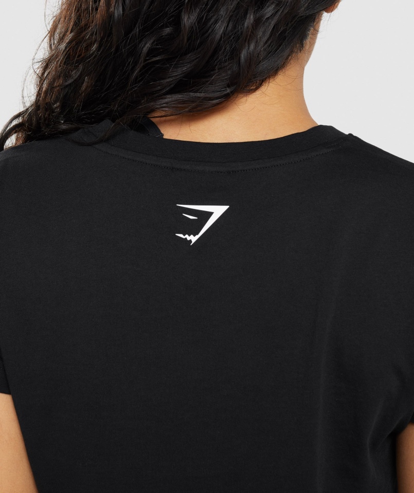 Gymshark Frakcja Krótki Top Czarny