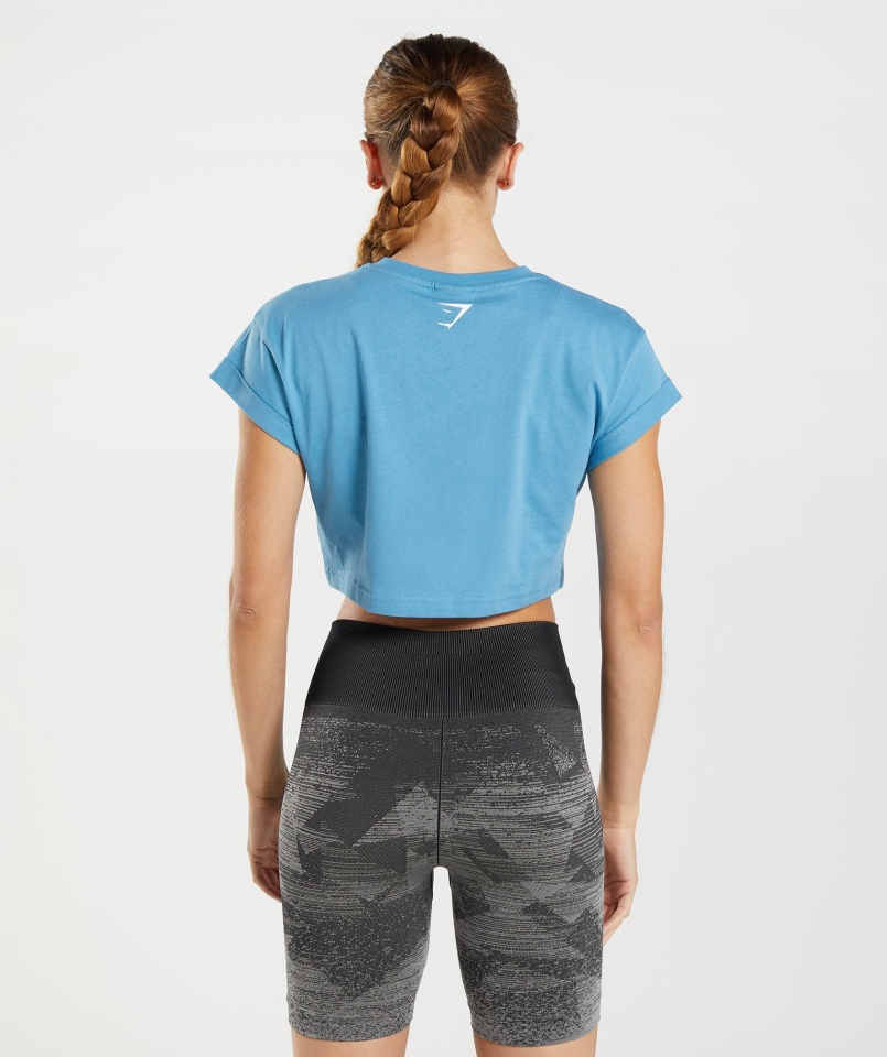 Crop Top Z Frakcją Gymshark W Kolorze Niebieskim