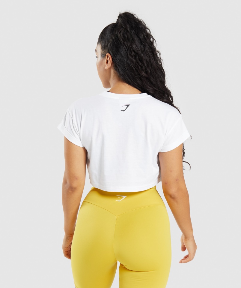 Crop Top Z Frakcją Gymshark Biały
