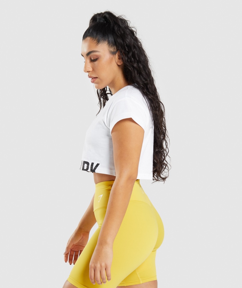 Crop Top Z Frakcją Gymshark Biały