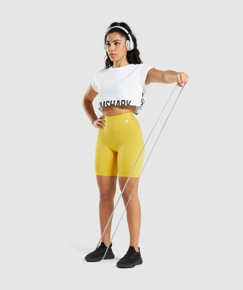 Crop Top Z Frakcją Gymshark Biały
