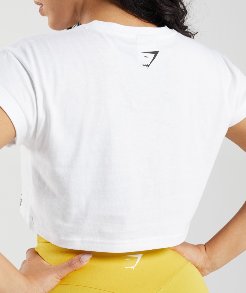 Crop Top Z Frakcją Gymshark Biały