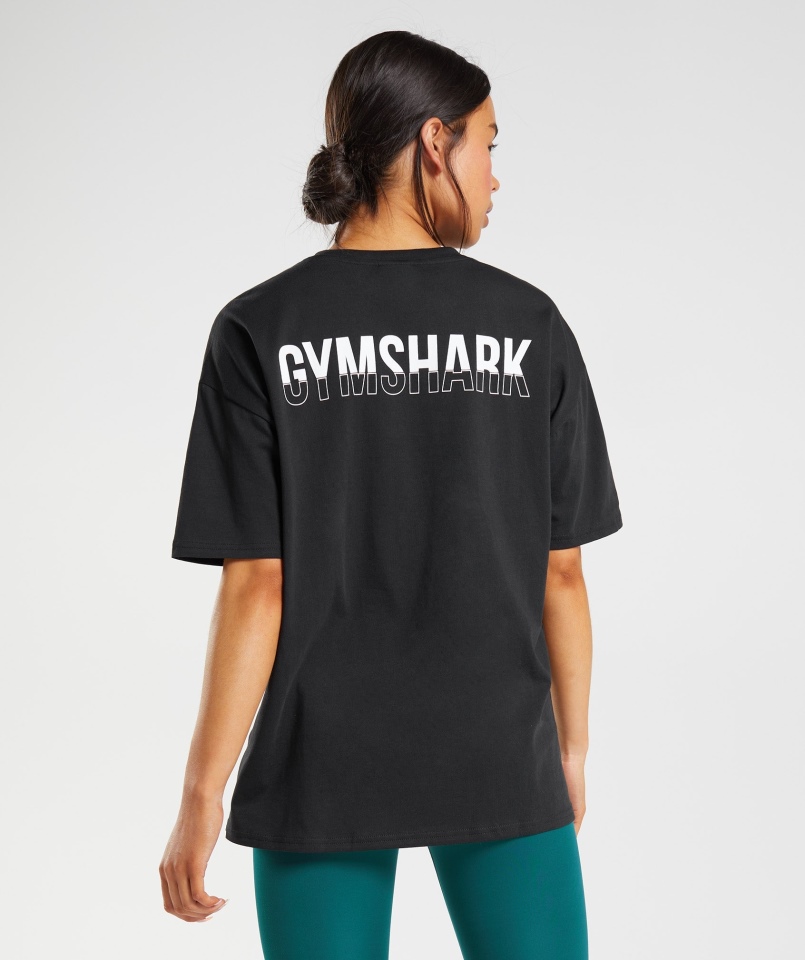 Koszulka Oversize Z Frakcją Gymshark Czarno-biała