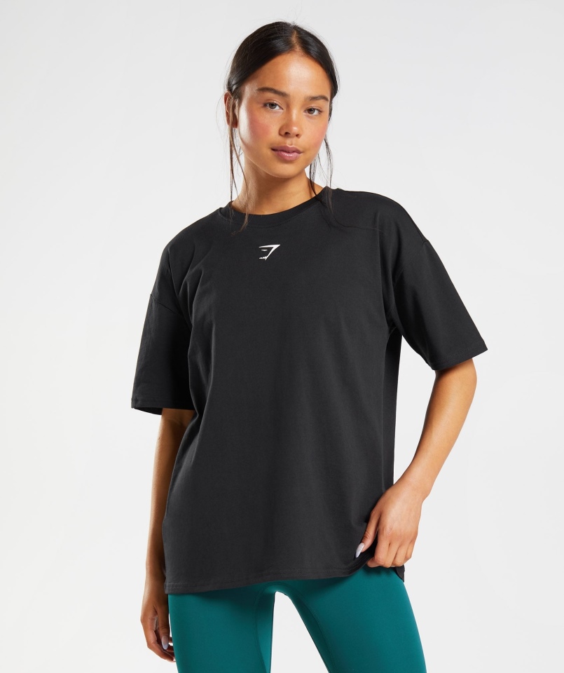 Koszulka Oversize Z Frakcją Gymshark Czarno-biała