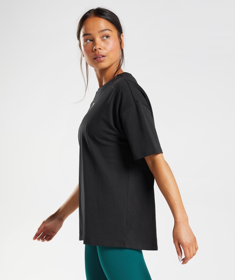 Koszulka Oversize Z Frakcją Gymshark Czarno-biała