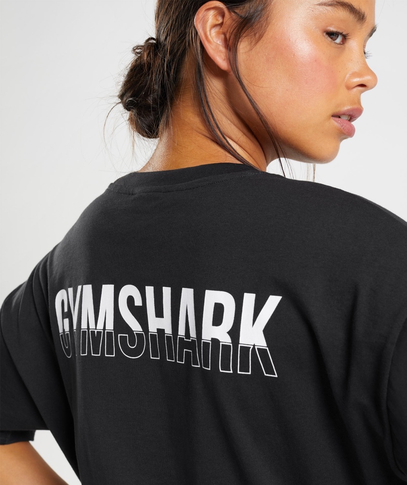Koszulka Oversize Z Frakcją Gymshark Czarno-biała