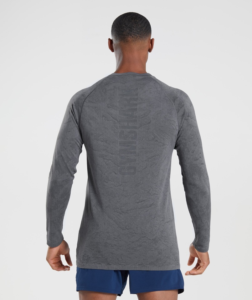 Gymshark Geo Bezszwowa Koszulka Z Długim Rękawem Grafitowo-czarna