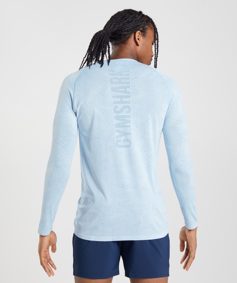 Gymshark Geo Bezszwowa Koszulka Z Długim Rękawem Biało-księżycowa Niebieska