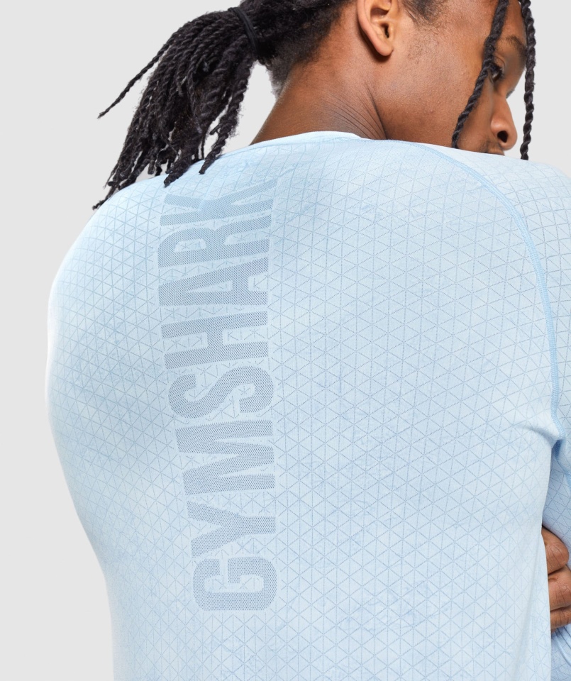 Gymshark Geo Bezszwowa Koszulka Z Długim Rękawem Biało-księżycowa Niebieska