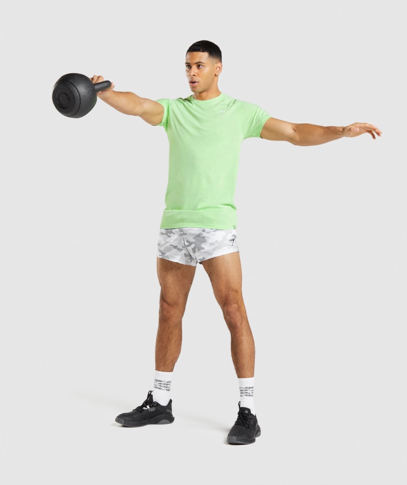 Gymshark Geo Bezszwowa Koszulka Bali Zielono-biała