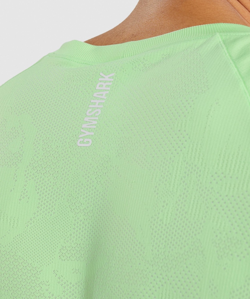 Gymshark Geo Bezszwowa Koszulka Bali Zielono-biała