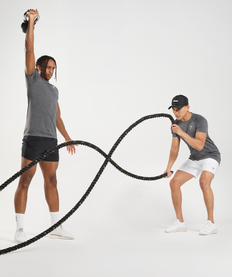 Gymshark Geo Bezszwowa Koszulka Grafitowo-czarna