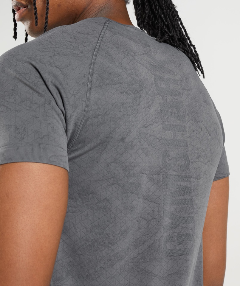 Gymshark Geo Bezszwowa Koszulka Grafitowo-czarna