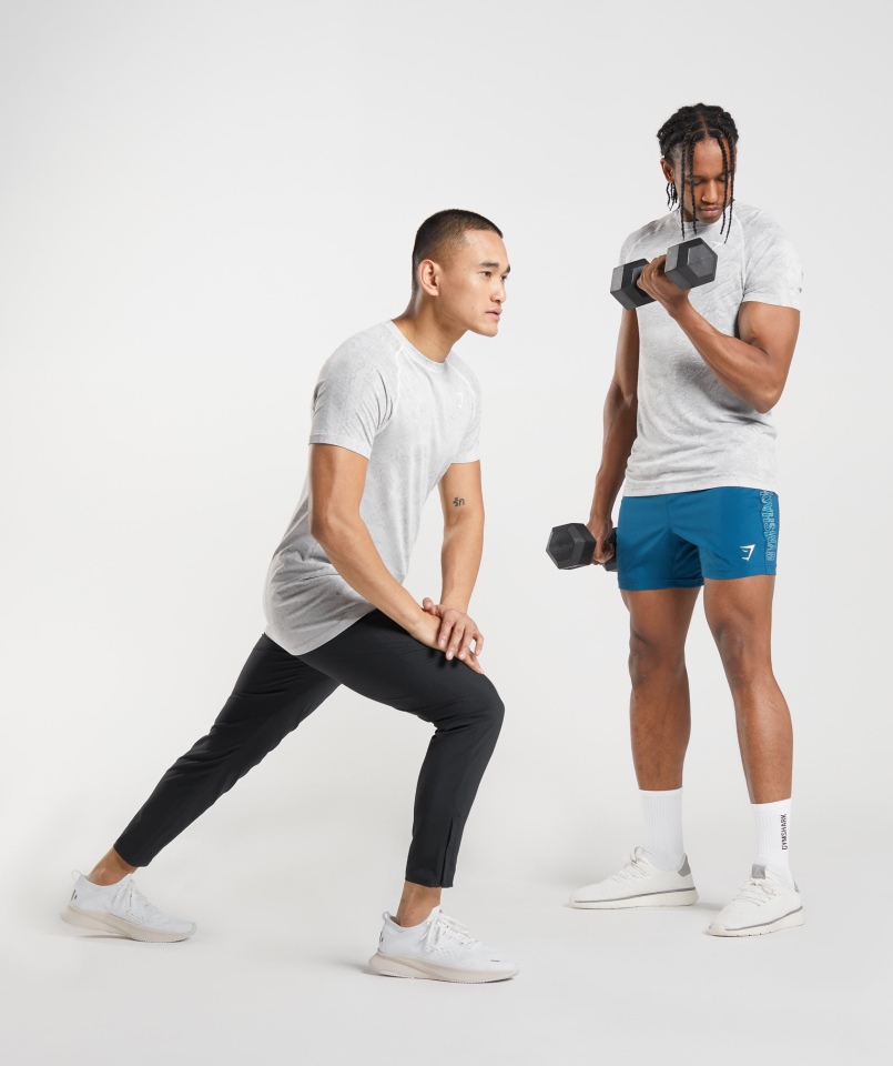 Gymshark Geo Bezszwowa Koszulka Off Biało-jasnoszara