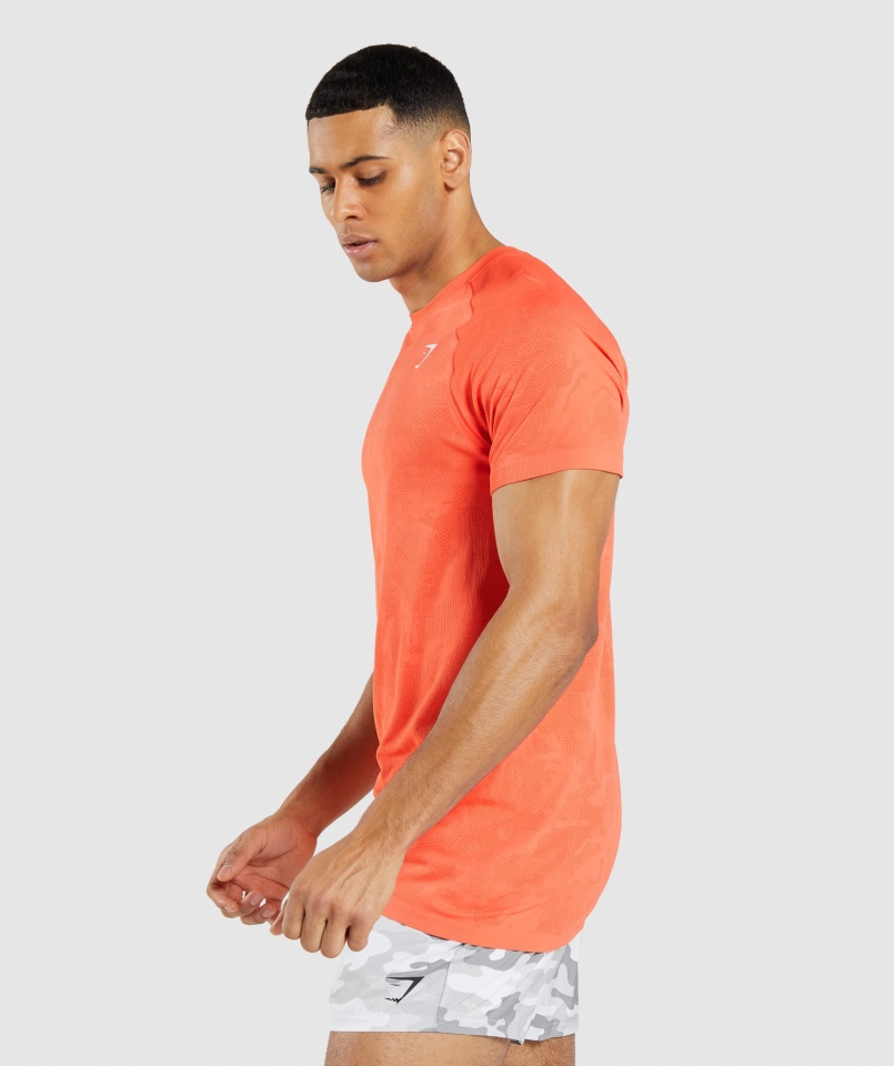Gymshark Geo Bezszwowa Koszulka Papaja Pomarańczowo-ostra Pomarańczowa