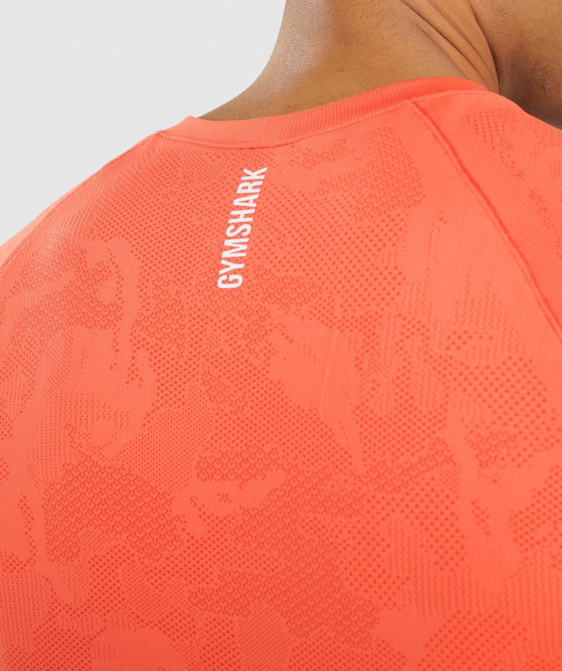Gymshark Geo Bezszwowa Koszulka Papaja Pomarańczowo-ostra Pomarańczowa