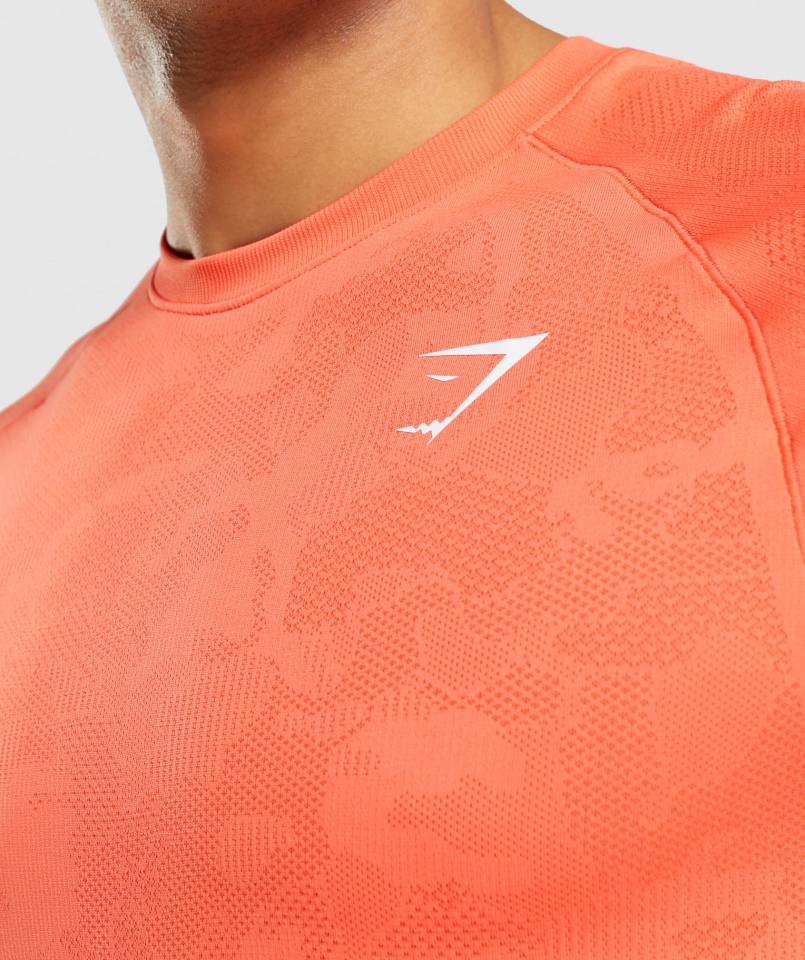 Gymshark Geo Bezszwowa Koszulka Papaja Pomarańczowo-ostra Pomarańczowa