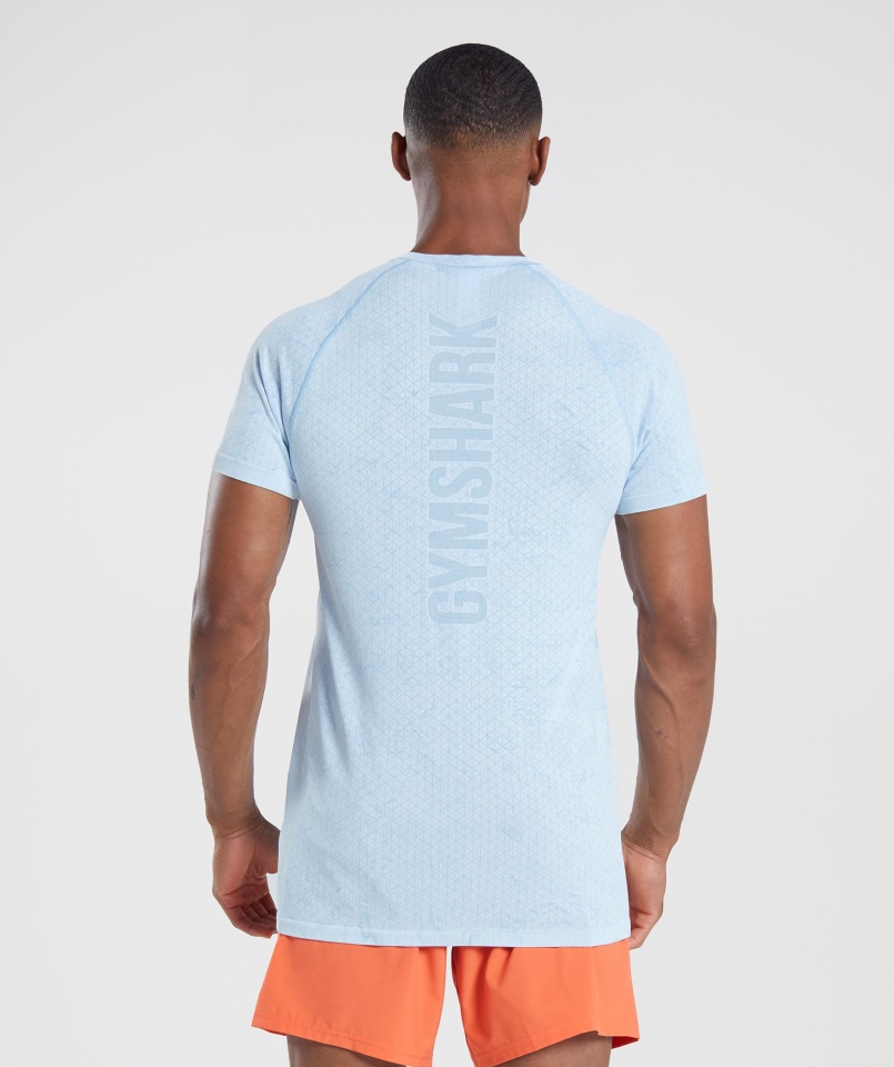 Gymshark Geo Bezszwowa Koszulka Biało-księżycowa Niebieska