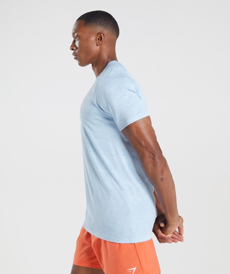 Gymshark Geo Bezszwowa Koszulka Biało-księżycowa Niebieska