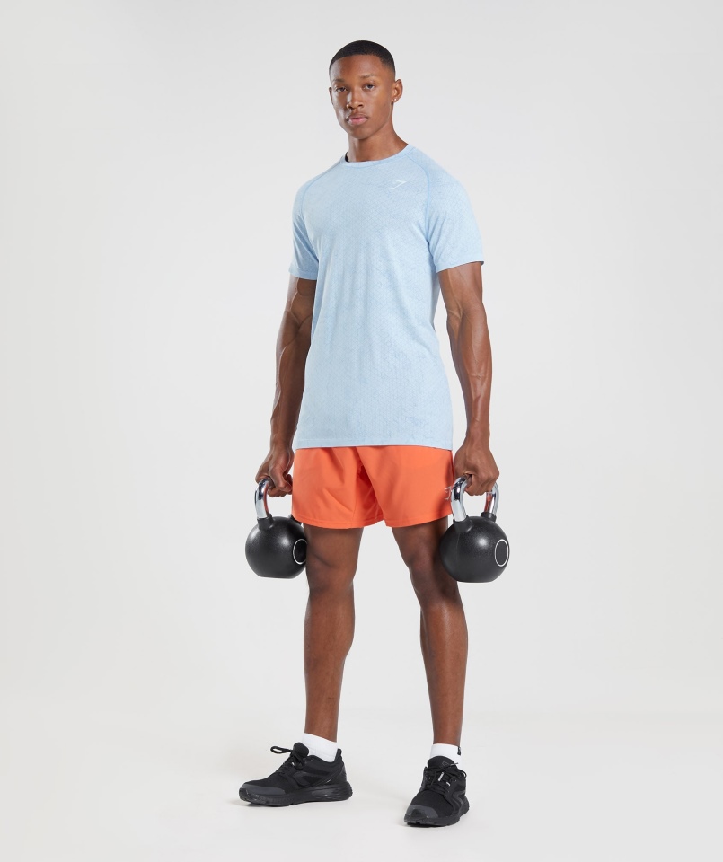Gymshark Geo Bezszwowa Koszulka Biało-księżycowa Niebieska
