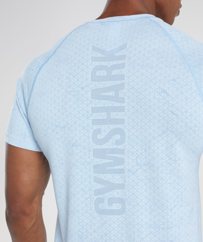 Gymshark Geo Bezszwowa Koszulka Biało-księżycowa Niebieska