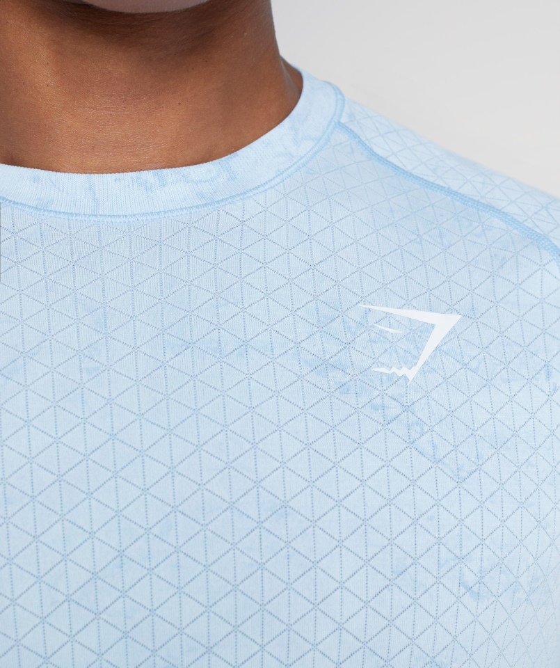 Gymshark Geo Bezszwowa Koszulka Biało-księżycowa Niebieska