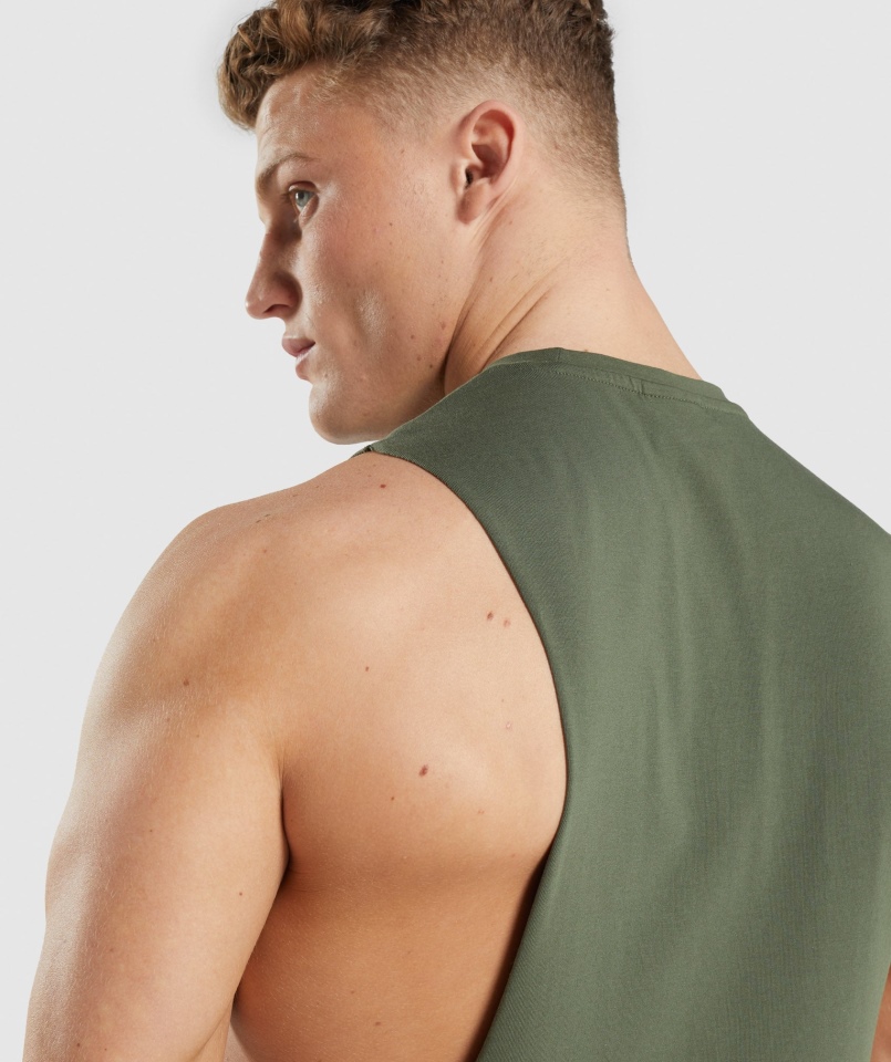 Gymshark Noga Day Drop Arm Tank Core Oliwkowy