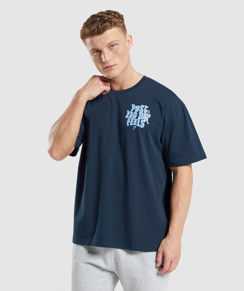 Gymshark Leg Day Oversize T-shirt Granatowy