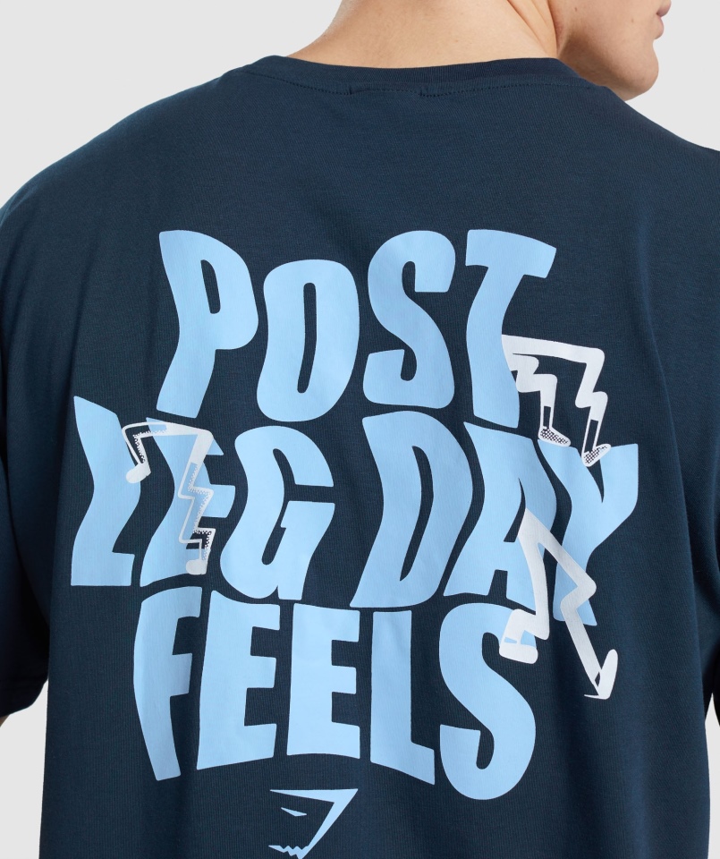 Gymshark Leg Day Oversize T-shirt Granatowy