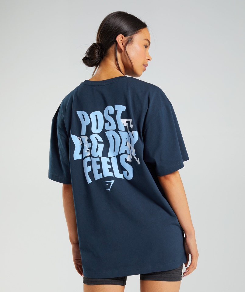 Gymshark Leg Day Oversize T-shirt Granatowy