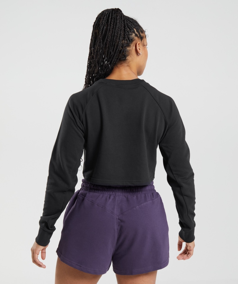 Gymshark Legacy Przycięty Sweter Czarny