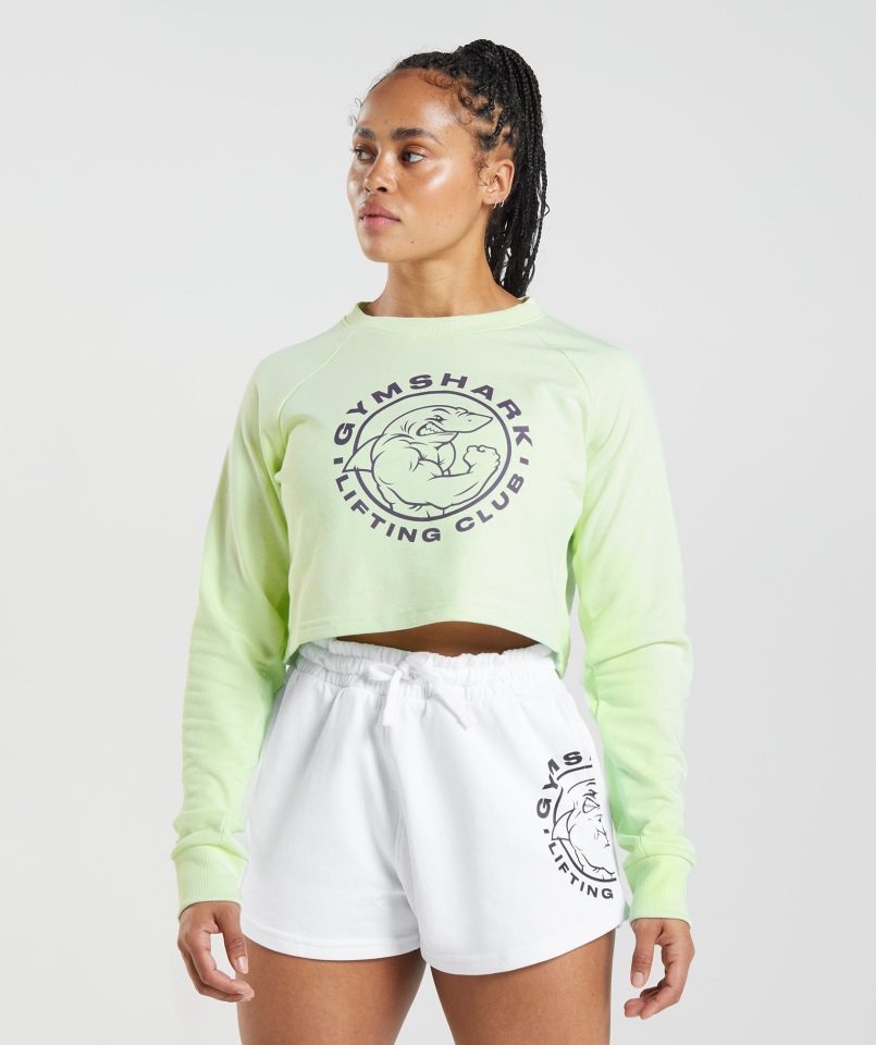 Gymshark Legacy Przycięty Sweter Ogórkowy Zielony