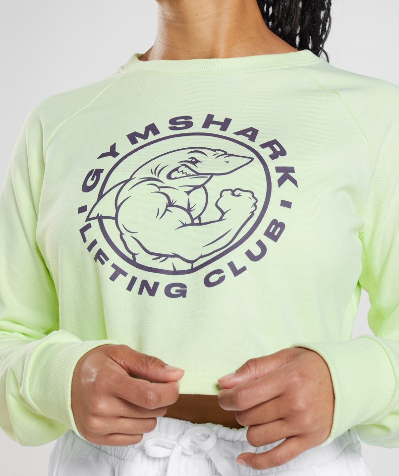 Gymshark Legacy Przycięty Sweter Ogórkowy Zielony