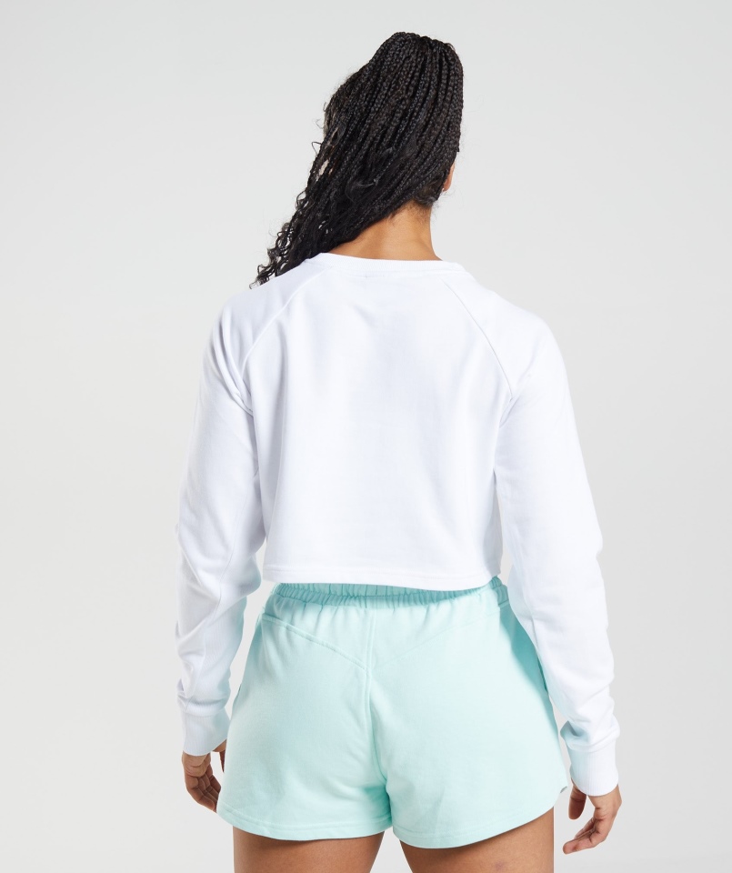 Gymshark Legacy Przycięty Sweter Biały