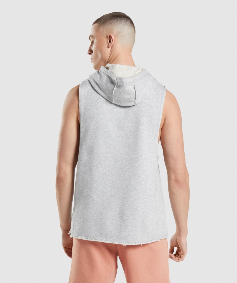 Gymshark Legacy Drop Arm Bluza Z Kapturem Jasnoszary Core Marl