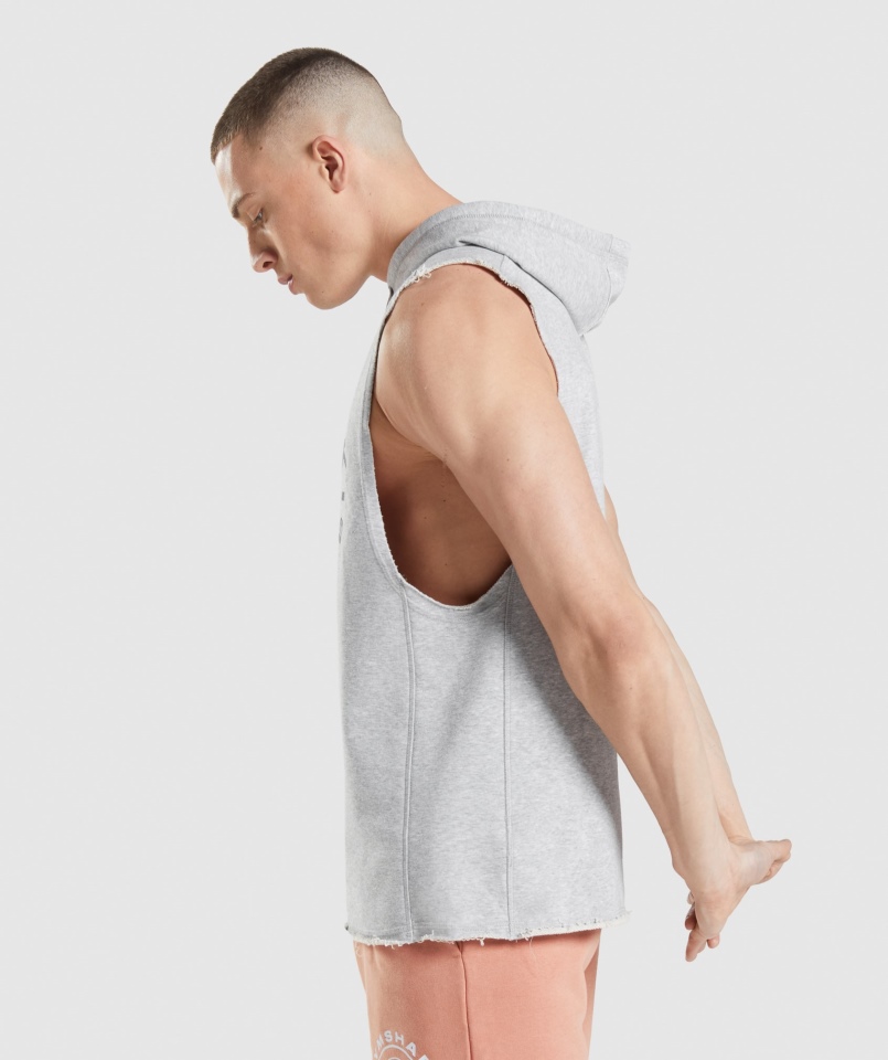 Gymshark Legacy Drop Arm Bluza Z Kapturem Jasnoszary Core Marl
