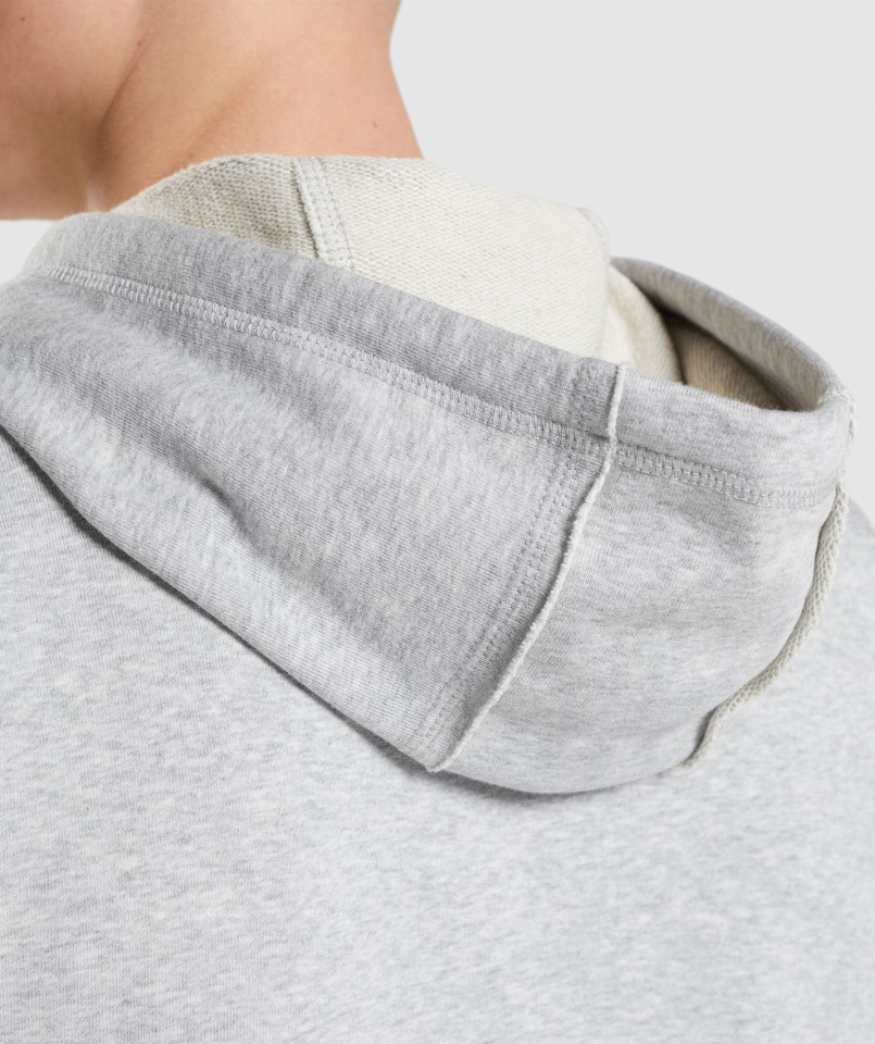 Gymshark Legacy Drop Arm Bluza Z Kapturem Jasnoszary Core Marl