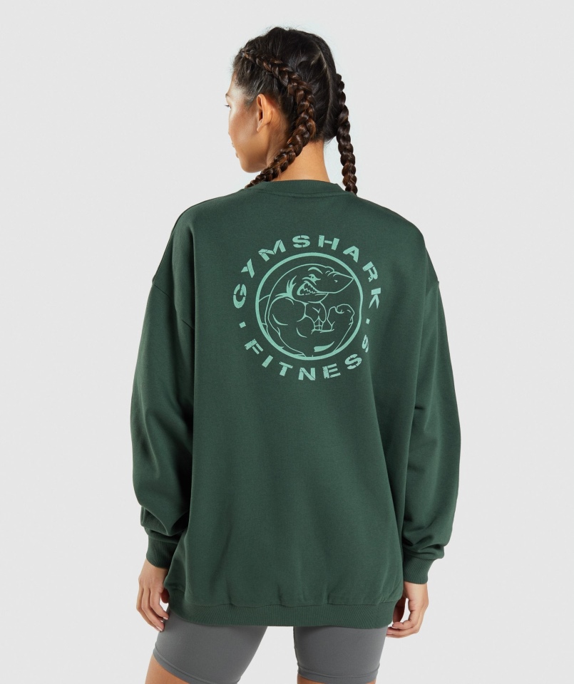 Gymshark Legacy Bluza Z Grafiką Ciemnozielona