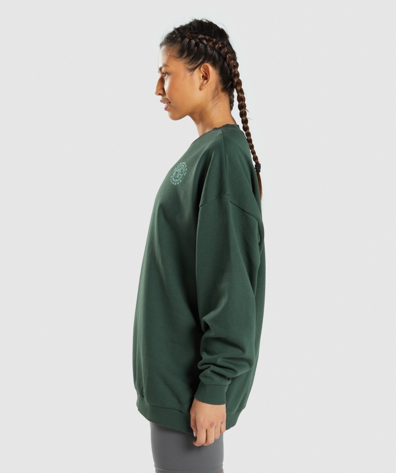 Gymshark Legacy Bluza Z Grafiką Ciemnozielona