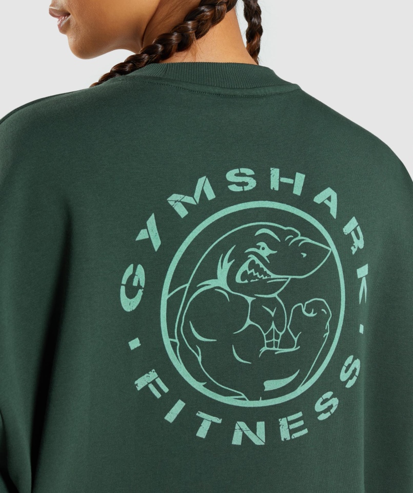 Gymshark Legacy Bluza Z Grafiką Ciemnozielona