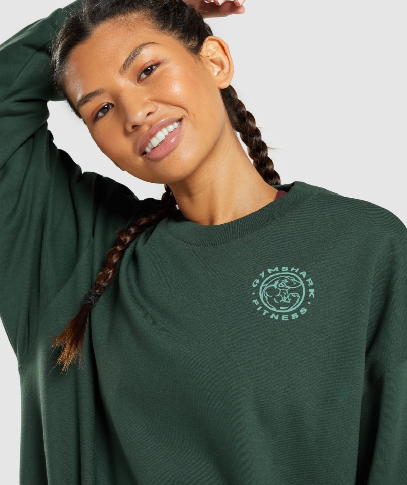 Gymshark Legacy Bluza Z Grafiką Ciemnozielona