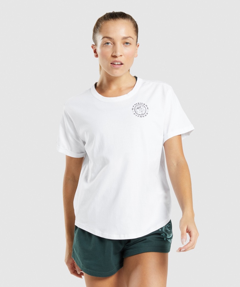 Gymshark Starsza Koszulka Graficzna Biała