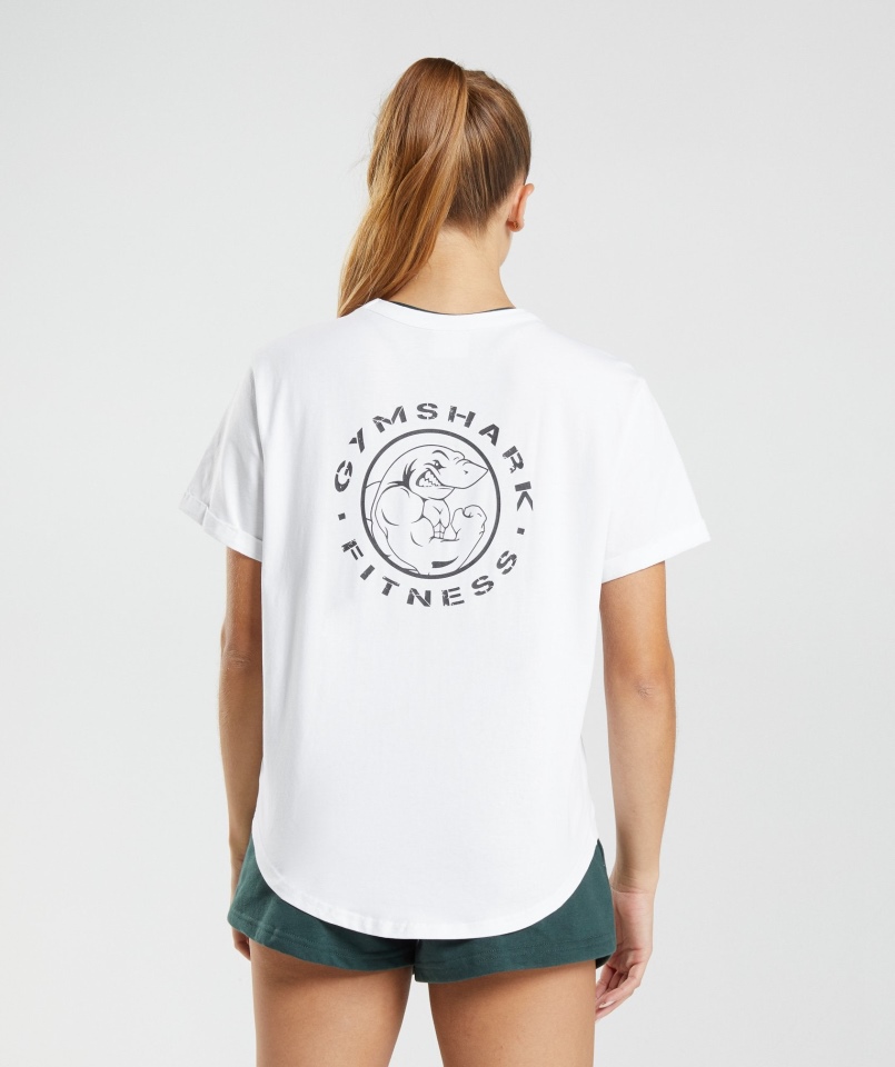 Gymshark Starsza Koszulka Graficzna Biała