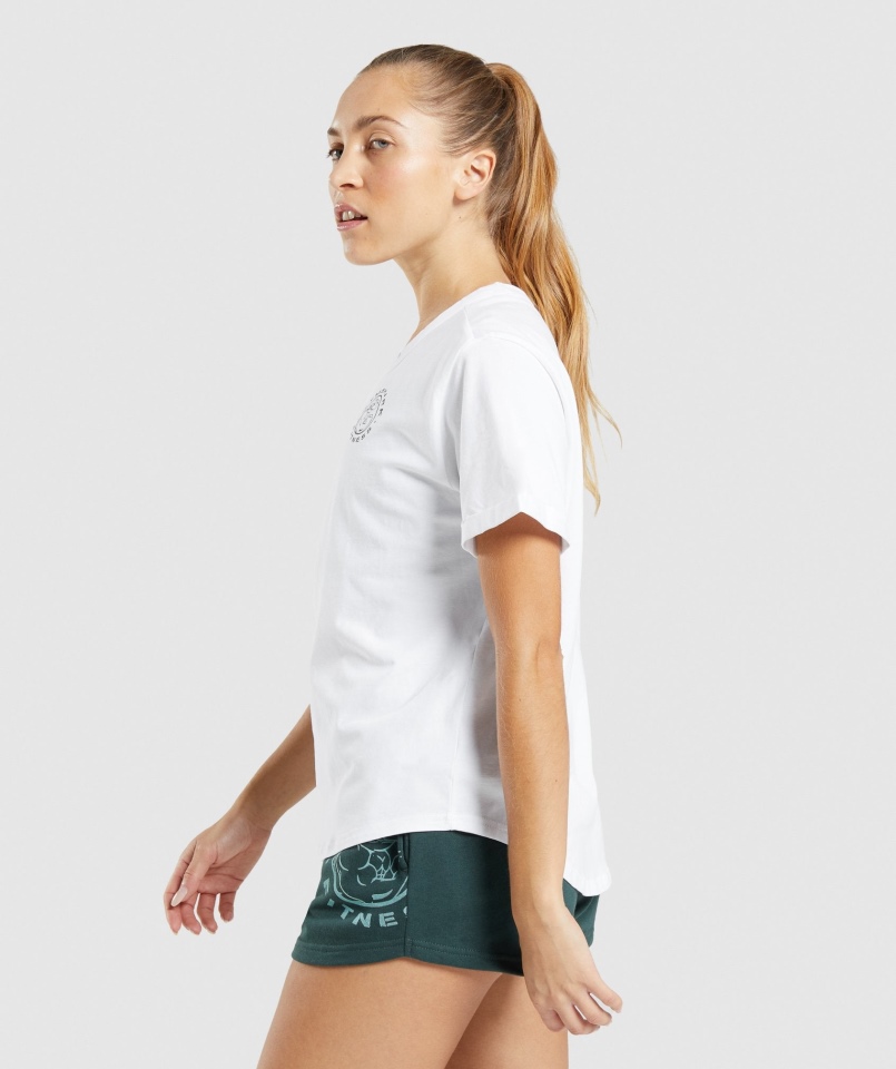 Gymshark Starsza Koszulka Graficzna Biała